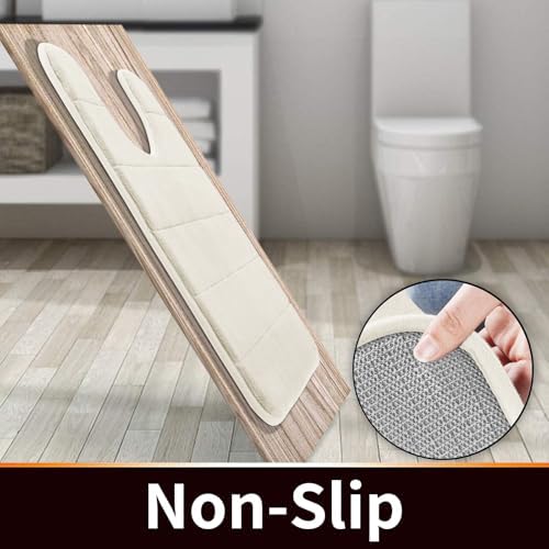 Yimobra Memory Foam Toilet Bath Mat U-Shaped, Soft and Comfortable, Super Water Absorption, Non-Slip, Thick, Machine Wash and Easier to Dry for Bathroom Commode Contour Rug, 24 X 24 Inches, Cream - Image 4