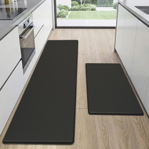 Kitchen Mats for Floor, [2PCS] Anti-Fatigue Kitchen Rugs, Black by StepAura