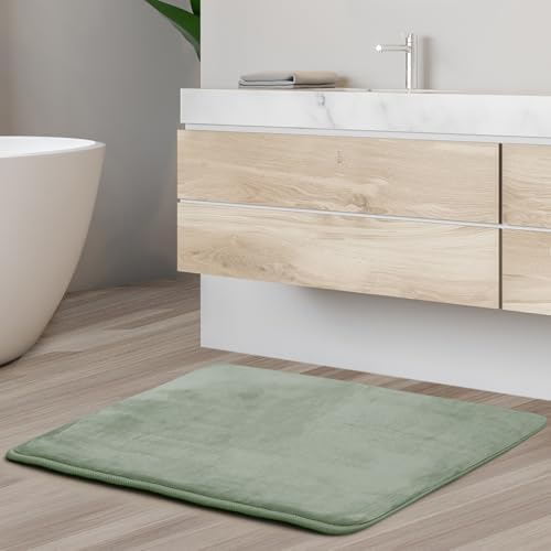 Clara Clark Bathroom Rugs, Velvet Memory Foam Bath Mat, Non-Slip Bath Rugs, Machine Wash, Dries Quickly, Ultra Soft Plush Bath Mats for Bathroom, 17 x 24, Ice Green - Image 2