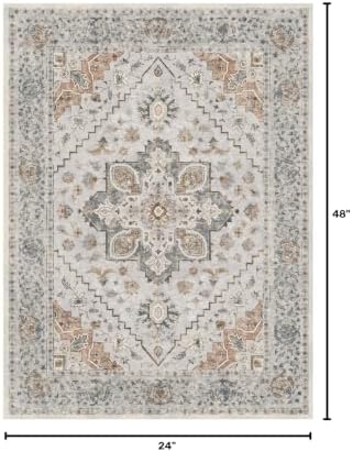Tangsoo 2x4 Runner Washable Rugs for Entryway, Non Slip Small Area Rug Grey - Image 2