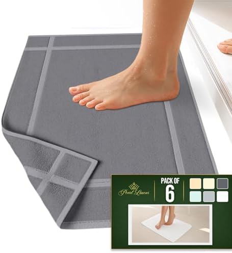 Pearl Linens 6 Pack Cotton Bath Mats for Bathroom, 20" X 30", Light Grey - Image 5