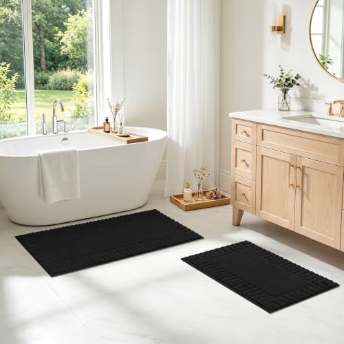 Pauwer Bathroom Rugs Sets 2 Piece, Non Slip Plush Bath Mats, Dark Grey - Image 7