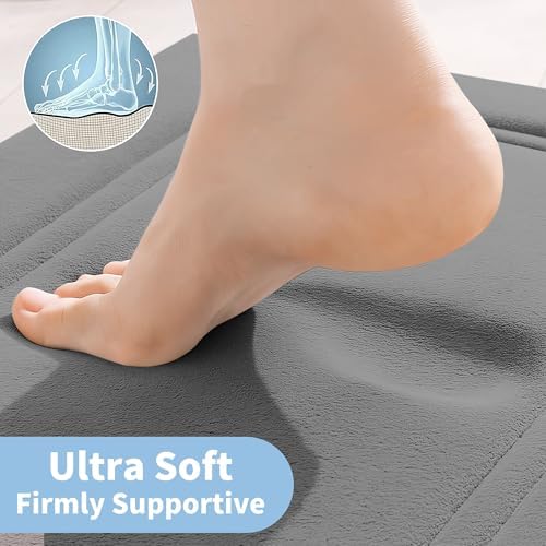 Cupic Cupid Memory Foam Bath Mat 24"×36", Non Slip Bathroom Rugs, Deep Gray - Image 3