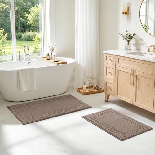 Pauwer Bathroom Rugs Sets 2 Piece, Non Slip Plush Bath Mats, Dark Grey - Image 7