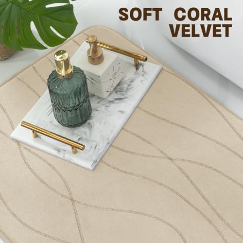 YIHOUSE Bathroom Rugs Set 3 Piece, Memory Foam Bath Mat Khaki - Image 6