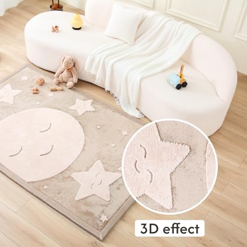 Hakuna Matte CloudRise Baby Play Mat for Floor 47" x 67" Moon & Stars - Image 6