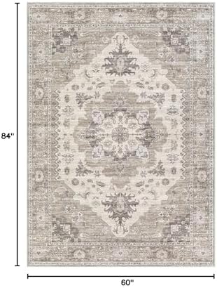 EIEIHOUSE 10x14 Area Rug Washable Vintage Rugs for Living Room Brown/Beige - Image 2