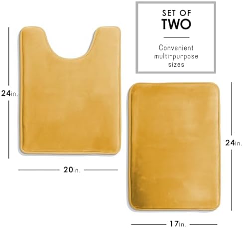Clara Clark 2 Piece Bathroom Rugs, Velvet Memory Foam Bath Mat Set, Non-Slip Bath Rugs, Machine Wash, Dries Quickly, Ultra Soft Plush Bath Mats for Bathroom, 17 x 24 + Contour, Camel Gold - Image 2