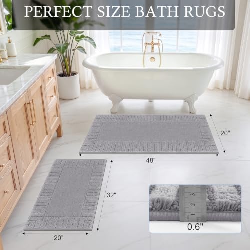 Pauwer Bathroom Rugs Sets 2 Piece, Non Slip Plush Bath Mats, Dark Grey - Image 2