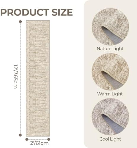 2x12 Runner Rug Non Slip,Washable Hallway Runner Rug,Brown - Image 2
