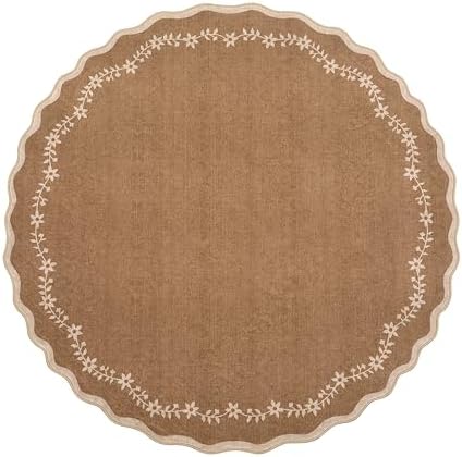 GarveeHome Round Area Rug 5ft Scalloped Washable Circle Rug for Bedroom - Image 4