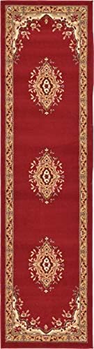 Unique Loom Reza Collection Traditional Persian Style Area Rug, 2 ft 2 in x 8 ft 2 in, Burgundy/Ivory - Image 4