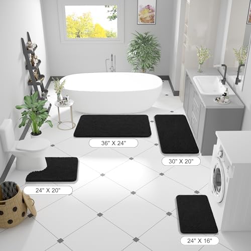 OLANLY Bathroom Runner Rugs 47x17, Extra Soft Absorbent Chenille Bath Rugs - Image 2