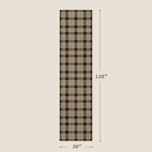 JTJ Easy Jute Kitchen Runner Rug 2'6" x 10', Black & Beige Plaid, Washable - Image 2