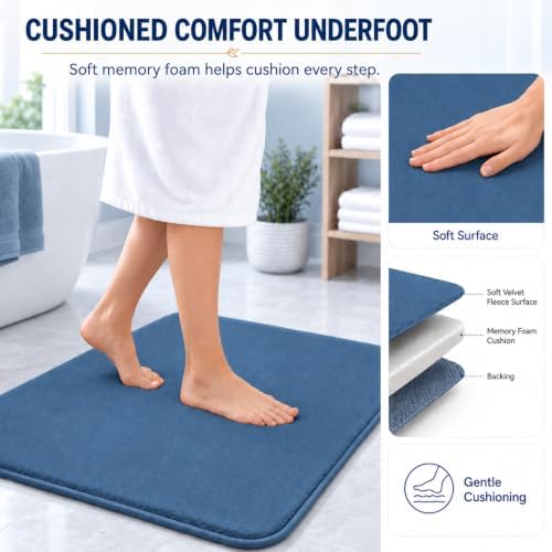 RUN HELIX Bathroom Rugs Sets 3 Piece, Soft Absorbent Memory Foam Bath Mats Set, Dry Fast Bath Mat, Machine Washable Bath Rug Set for Bathroom （Misty Blue） - Image 5