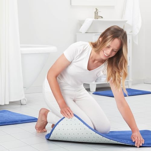 Memory Foam Bath Mat Non Slip Absorbent Super Cozy Velvet Bathroom Rug Carpet (24 inches X 48 inches, Royal Blue) - Image 2