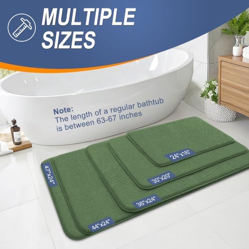 OLANLY Memory Foam Bathroom Runner Rugs 59x24, Long Bath Mats, Olive Green - Image 5