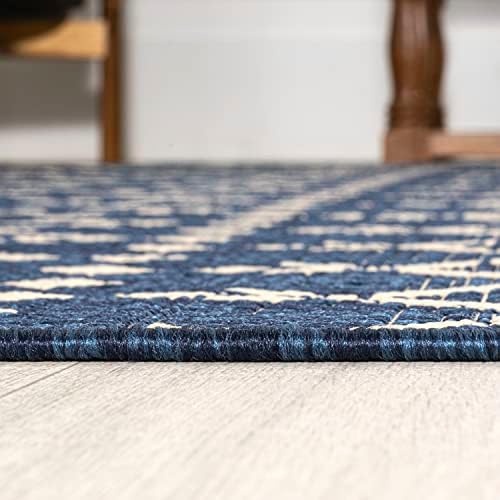 JONATHAN Y Moroccan Geometric Indoor Outdoor Square Area Rug 6X6 Navy/Beige, Ourika Textured Weave for Backyard, Patio, Porch, Easy-Cleaning, High Traffic, Pet-Friendly, Non-Shedding (SMB108K-6SQ) - Image 5