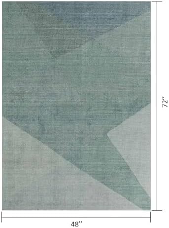 Geometric Gray 4x6 ft Sage Green Area Rug for Living Room Office - Image 2
