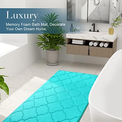 OLANLY Memory Foam Bath Mat Rug 59x20, Ultra Soft Bathroom Rugs, Teal - Image 6