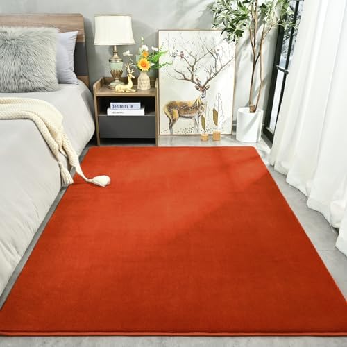 Amearea Modern Area Rug for Bedroom Living Room, 5x8 Orange Memory Foam Rug - Image 2