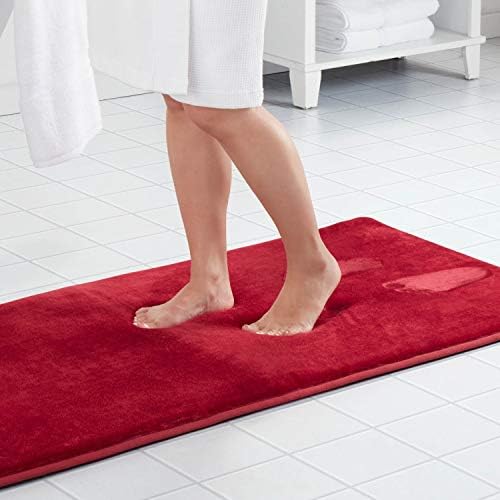 Memory Foam Bath Mat Non Slip Absorbent Super Cozy Velvet Bathroom Rug Carpet (60 inches X 24 inches, Red) - Image 6