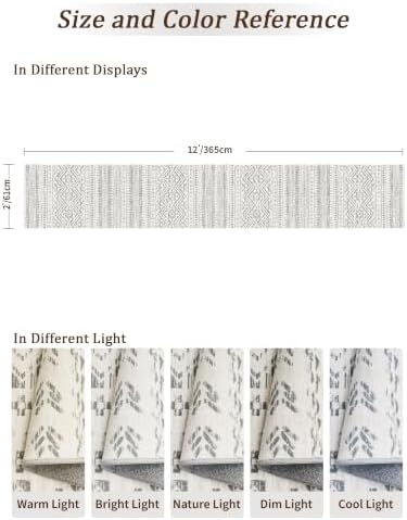 Miukiki 2x12 Runner Rug for Living Room Washable Non Slip Hallway Rug Grey - Image 2