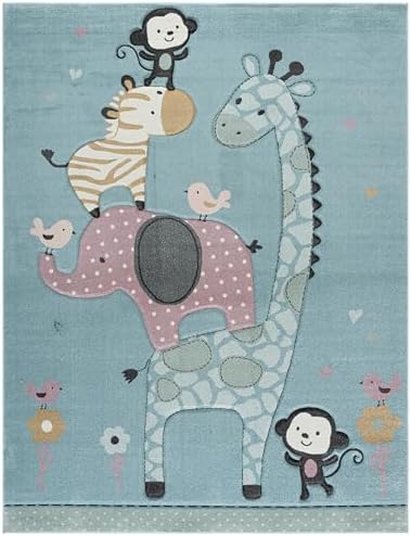 SAFAVIEH Carousel Kids Area Rug 8'x10', Modern Blue CRK120K - Image 2