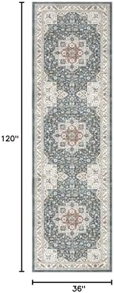 cotiled 3x10 Hallway Runner Rug for Entryway, Non-Slip Vintage, Vintage Blue - Image 2