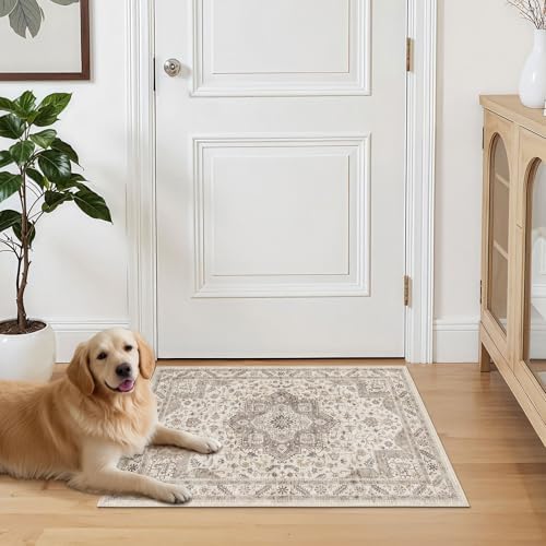 cotiled 3x5 Area Rug for Living Room, Washable, Traditional, Light Brown - Image 7