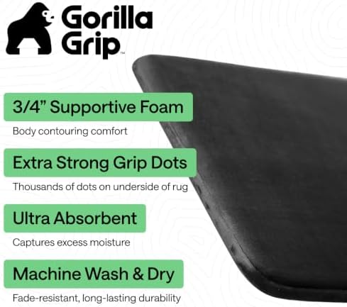 GORILLA GRIP® Memory Foam Bath Rug for Bathroom, 36x24 Black - Image 2