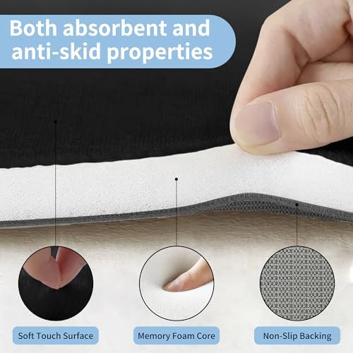 Cupic Cupid Memory Foam Bath Mat 24"×16", Non Slip Bathroom Rugs, Black - Image 7