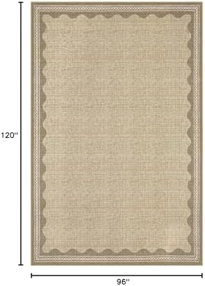 GarveeHome Scalloped Washable 8x10 Rug for Living Room Non-Slip Solid Tan Jute Digital Printing Modern Low-Pile Carpet 8 x 10 Rug for Bedroom Dining Nursery Mat with Rubber Back - Image 2