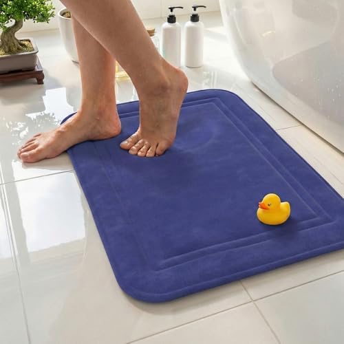 ITSOFT Memory Foam Bath Mat 59x23, Non Slip, Machine Washable, Quick Dry & Absorbent Rugs, Bath Mats for Bathroom Floor, Tub & Shower, Bathroom Rug, Blue by ITSOFT