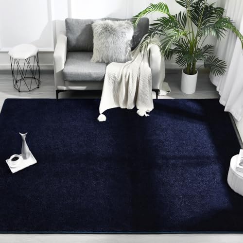 FlyDOIT Area Rugs for Bedroom Living Room, 4x6 Navy Blue Super Soft Comfy Thickened Memory-Foam Indoor Carpets, Modern Aesthetic Minimalist Carpet for Boys Girls Adults Apartment Nursery Home Décor - Image 2