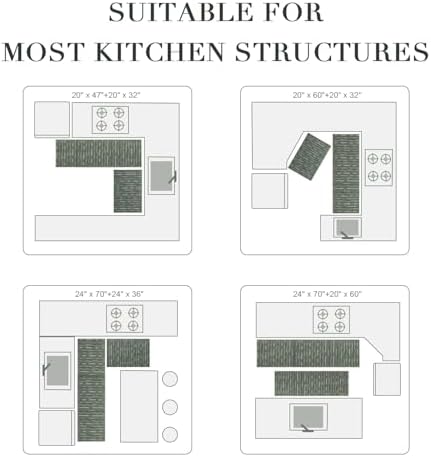 BSICPRO Kitchen Rugs Sets of 2, Non Slip Kitchen Mats for Floor, Green - Image 5