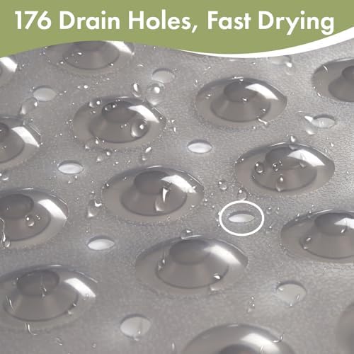 AmazerBath Shower Mat Non Slip 40 x 16 Inches, Shower Stall Mats with Suction Cups and Drain Holes, Non Slip Bath Mat for Tub for Elderly & Kids, Clear Gray - Image 5