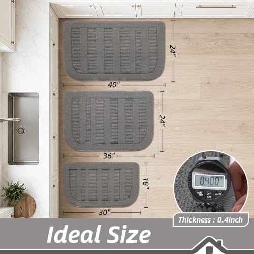 BEQHAUSE 30x18 Inch Kitchen Rugs Non Slip Washable Kitchen Sink Rug, Grey - Image 3