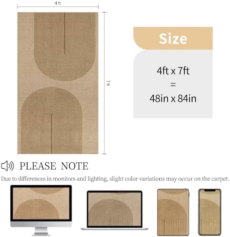 Easy Jute Rug for Pet Homes: 4x7 Outdoor Rug - Geometric Arch Pattern - Image 2