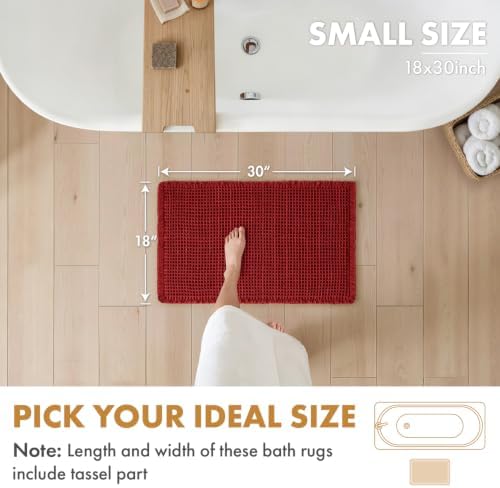 MIULEE Christmas Burgundy Red Set of 2 Waffle Bathroom Rugs 18x30 Inch - Image 2