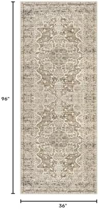 KUTA Washable Kitchen Runner 3x8 Vintage 8ft Runners Beige Brown - Image 2