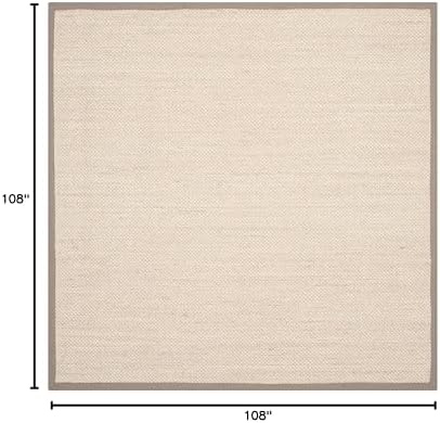 SAFAVIEH Natural Fiber Square Rug 9' Textured, Marble & Khaki NF143E - Image 2