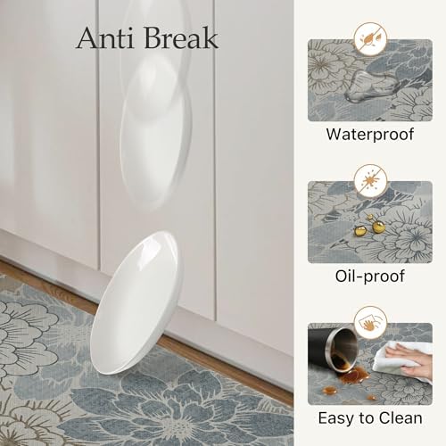 GENIMO Anti Fatigue Kitchen Mats for Floor 2PCS, Standing Rugs, Light Blue - Image 4