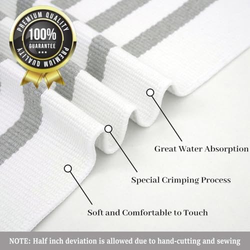 KILOCOCO Striped Rug 4x6 ft Washable Woven Front Door Rug, Grey and White - Image 4