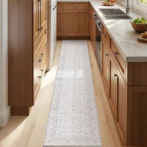 OPPODREAM Vintage Light Grey Area Rugs 2x10, Washable Rug for Living Room by OPPODREAM