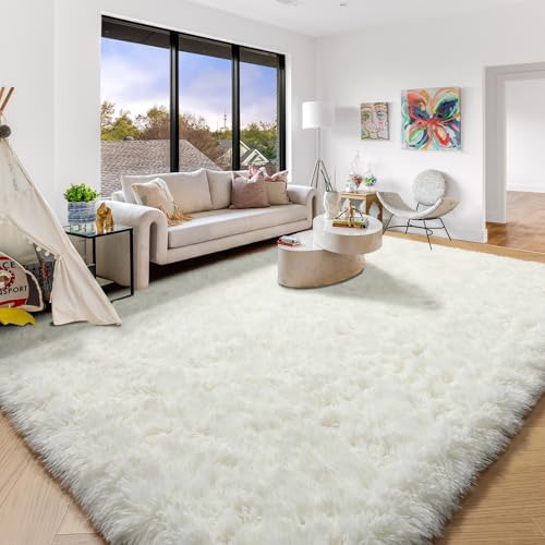 Amdrebio Cream Ivory White Large Rug 8x10 for Living Room Bedroom Carpet - Image 5