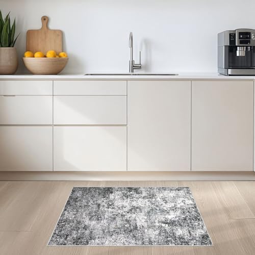 DMOYEST 2x3 Entryway Area Rug Washable Abstract Grey Small Carpet - Image 5