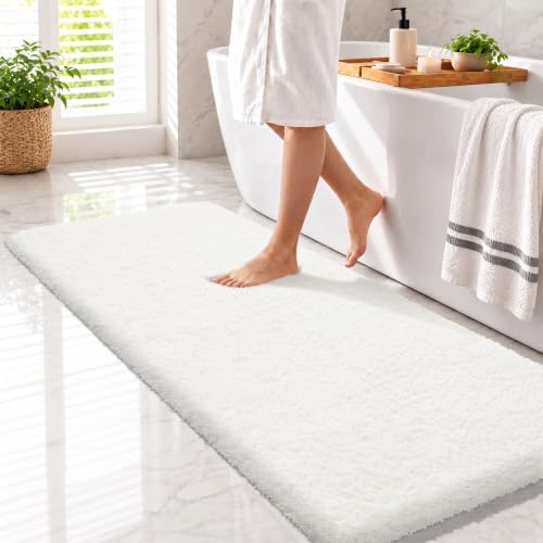 Yimobra Bathroom Runner Rug Non Slip Washable 60x24, Bath Mat, Off White by Yimobra