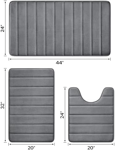 BYSURE Dark Grey Memory Foam Bath Mats Extra Long - Image 2