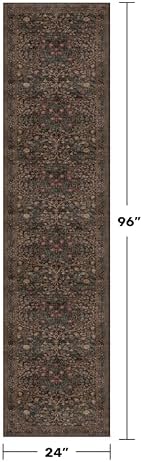 Dark Brown Washable 2x8 Runners for Bathroom, Entryway Indoor Low Pile Rug, 8ft Long Non Slip Hallway Runner Rug, Boho Vintage Floor Décor for High Traffic Area - Image 2